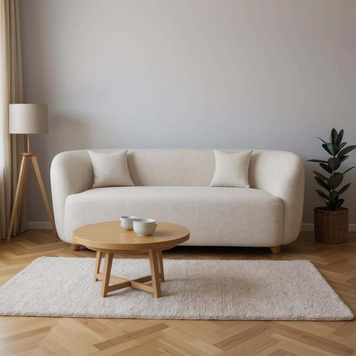 Modern sofa, beech wood, three-seater, Panda, 180x85x78 cm - Beige