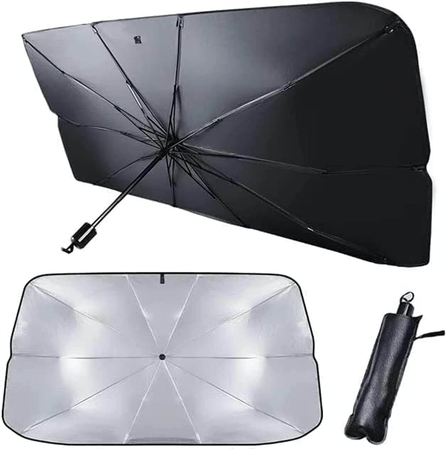 Car Windshield Sun Shade Uv Rays And Heat Sun Visor Protector - Black