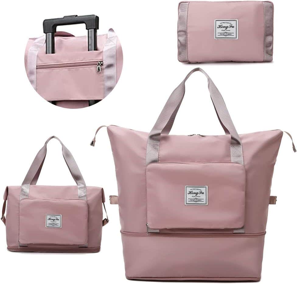Hangmai Wet Pocket Waterproof Travel Duffel Bag, Large Capacity - Pink
