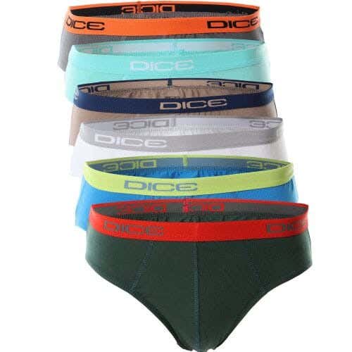 Dice Cotton Men Brief Set, L, 6 Pieces - Multicolor