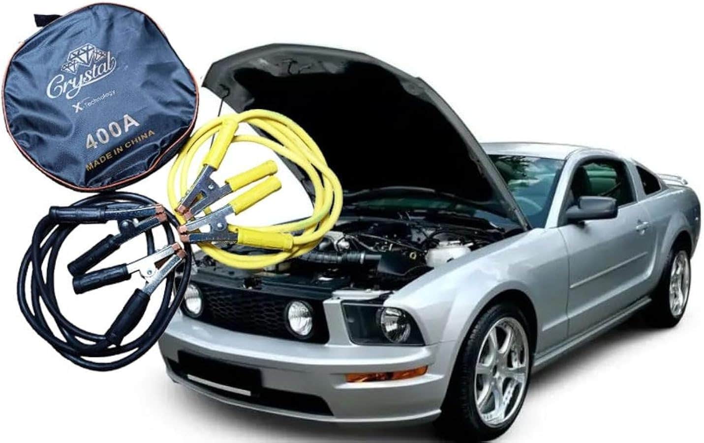 Car Battery Jumper Cable Kit, 12 Volt, 400 Amp, 2.5 Meter - Black Yellow