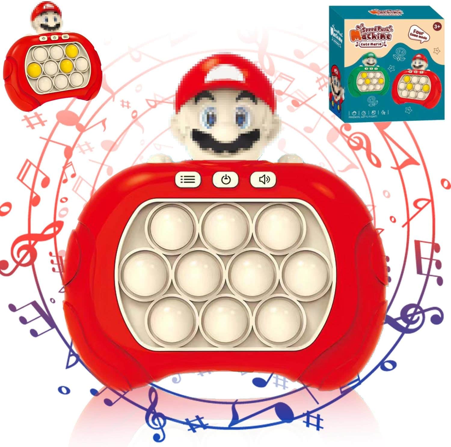 Wellxunk Light Up Design Plastic Pop Pop It Fidget Toy - Red White