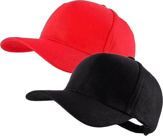 Langzhen Adjustable Cotton Baseball Cap, L, 2 Pieces - Black Red