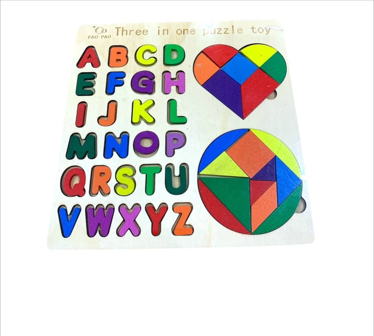 Alsafwa W26-137-1 Wooden English Letters Puzzle for Unisex Children - Multicolor