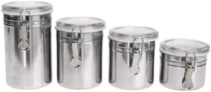Elegant Stainless Steel Spice Set, 4 Pieces - Silver