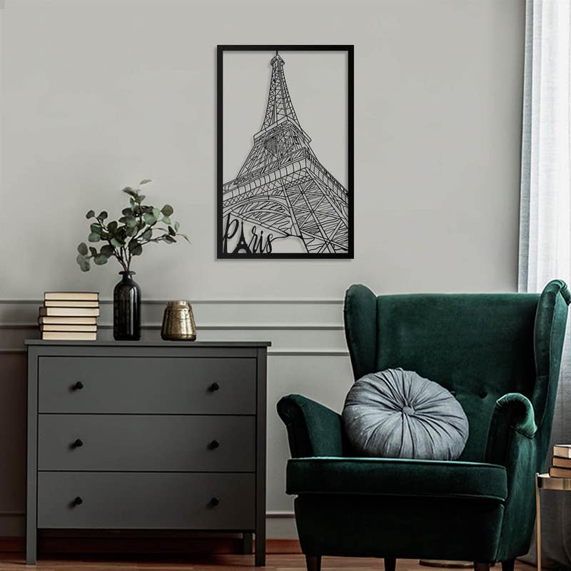 Decorative Wall Hanging, MDF Wood, 56×88×0.5 - Black