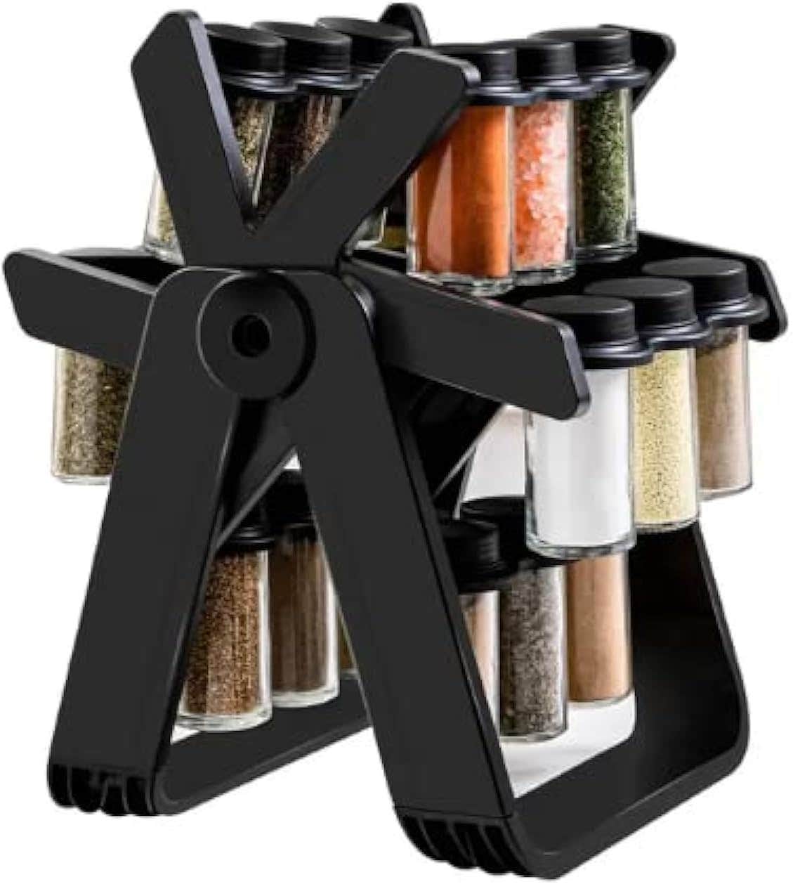 Super-Rackz Rotating Kitchen Spice Organizer - Black