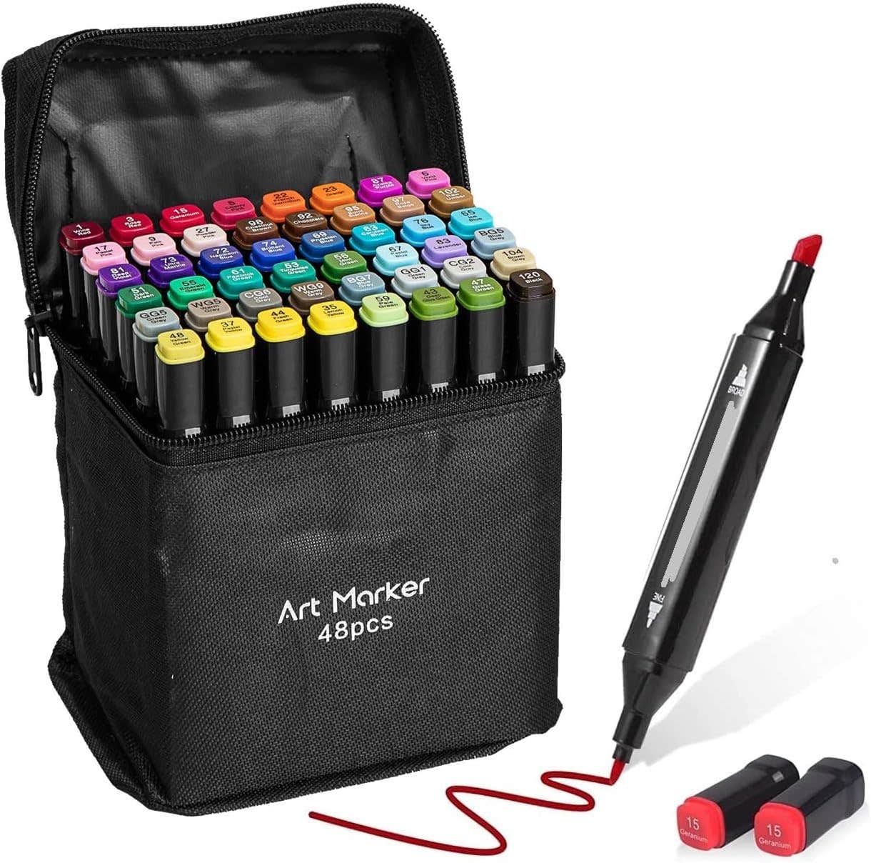 Corslet Dual Tip Design Art Markers, 48 Pieces - Multicolor