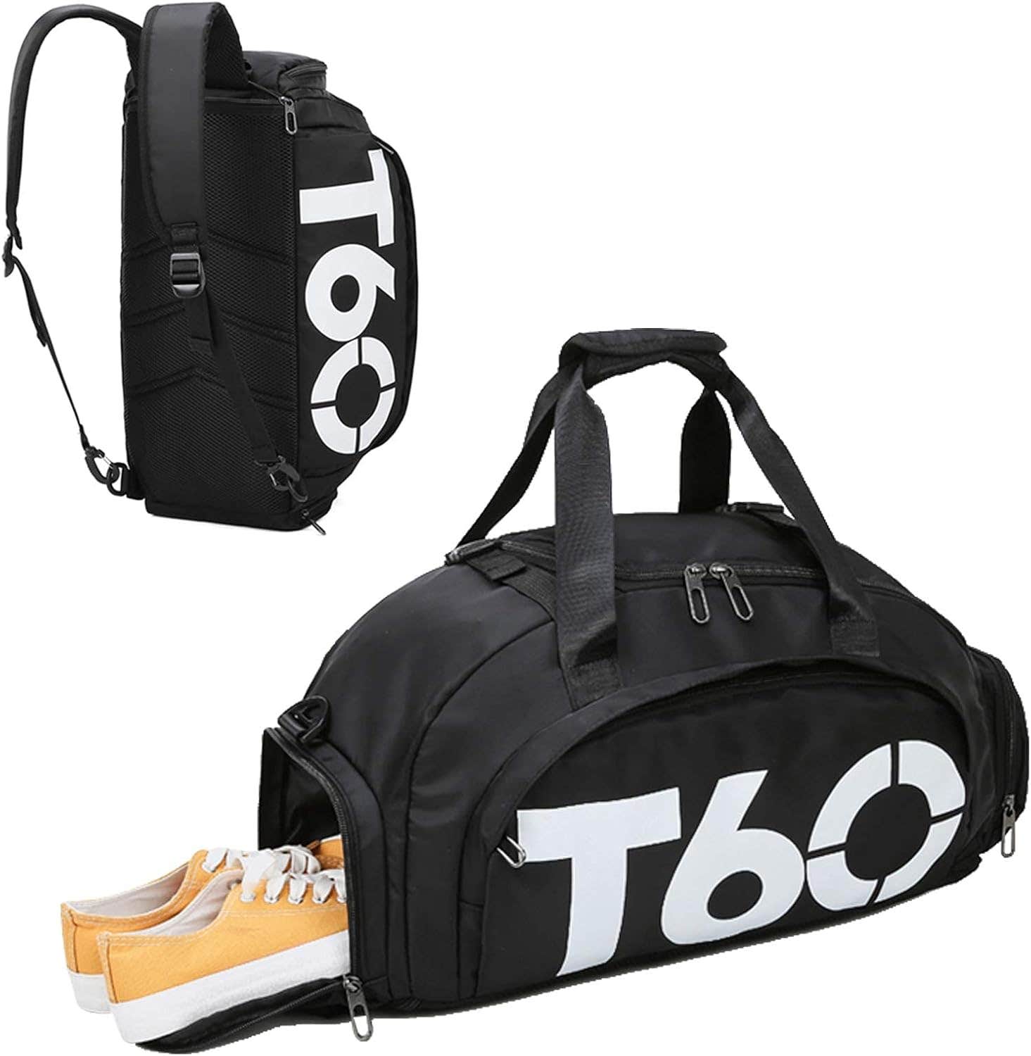 Gym Duffle Bag With Shoes Compartment - Black