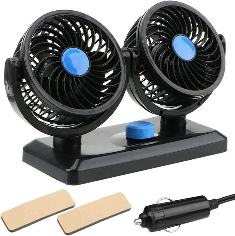 Car Fan, 12 Volt, 360 Degree, Cigarette Lighter - Black
