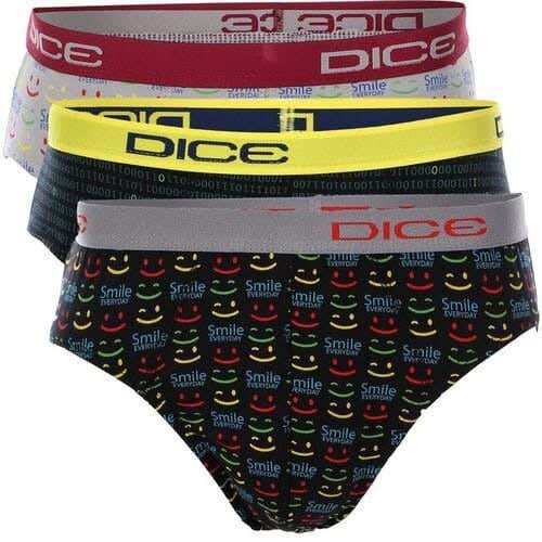 Dice Cotton Men Brief Set, M, 3 Pieces - Multicolor