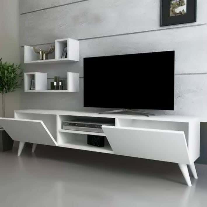 Modern Mdf Wood Tv Table, 180 X 48 X 30 Cm - White