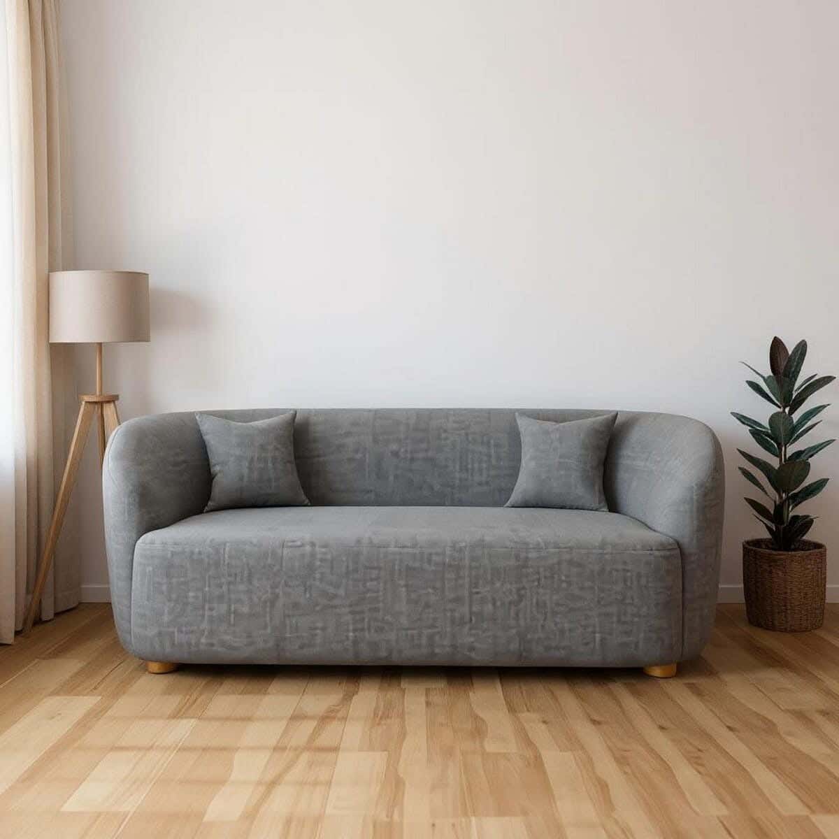 Modern sofa, beech wood, three-seater, Panda, 180x85x78 cm - Gray