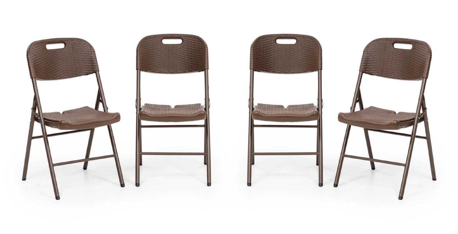 Outdoor Portable Folding Chair Set, 4 Pieces, 45×50×86 cm - Brown