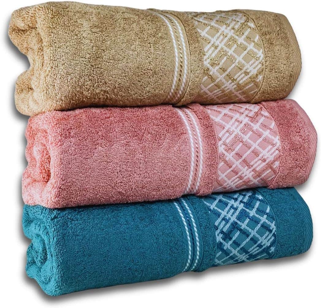 Cotton Towel Set, 3 Pieces, 140x70cm - Multicolor