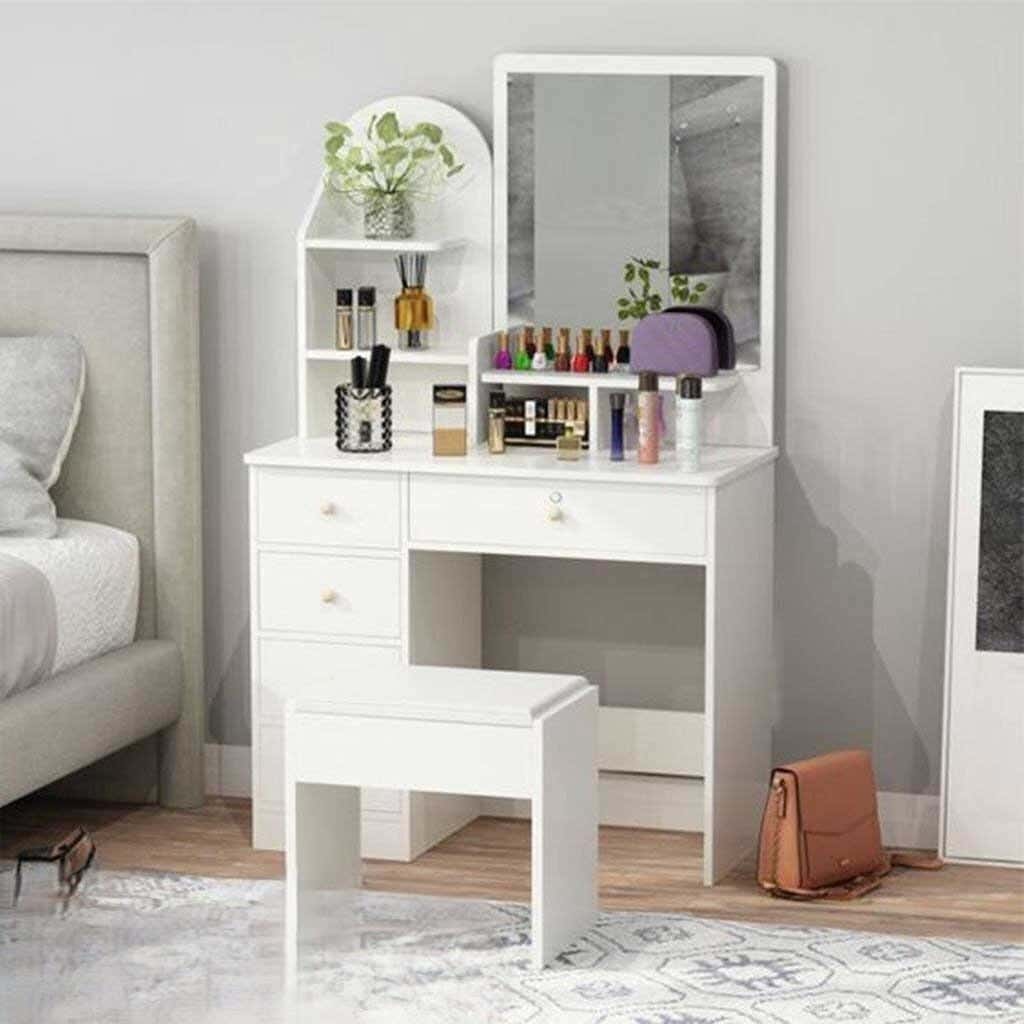 MDF Wood Dressing Table, 160×40×94 cm - White