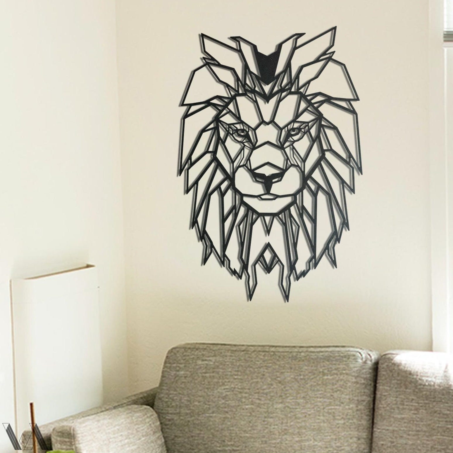 MDF Lion Head Wall Hanging Art, 120X83X0.5 Cm - Black