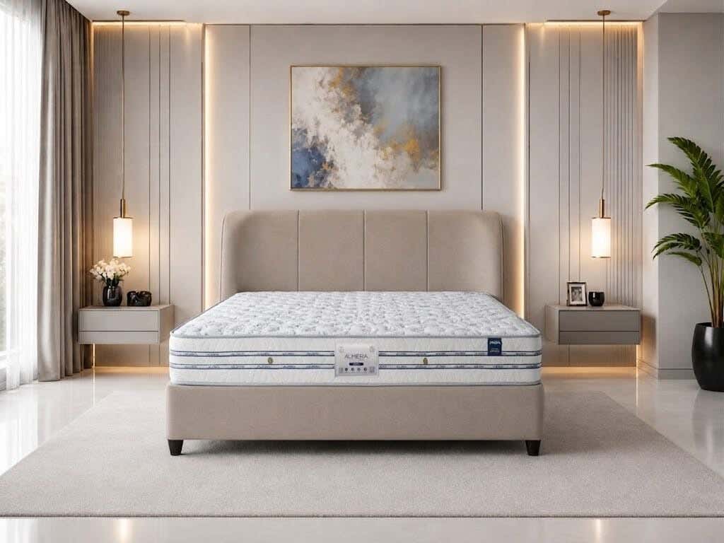 Almira Platinum Mattress With Spiral Interlock Springs And Firmness, 26 Cm Thick, 190 × 150 Cm - White
