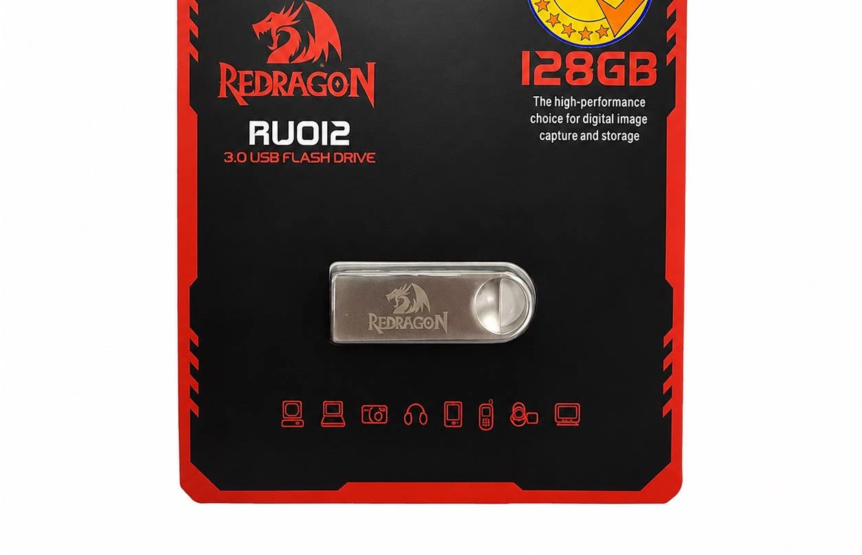 Redragon Ru012D3 USB Flash Memory, 128 GB, Metal Design - Silver