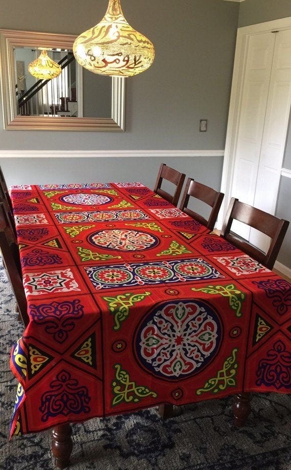 Khayameya Fabric Dinner Tablecloth, 150 x 150 cm - Multi Color