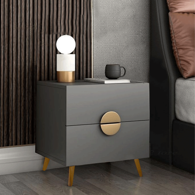 MDF Wood Commode, 55x40x40 cm, 2 Drawers - Grey