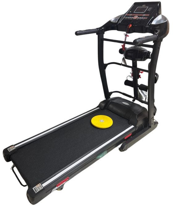 Super Active Treadmill, 3 Motors, Electric Incline, Supports Weight 160 kg - Black