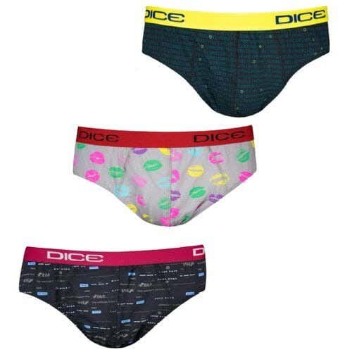 Dice Cotton Men Brief Set, XL, 3 Pieces - Multicolor