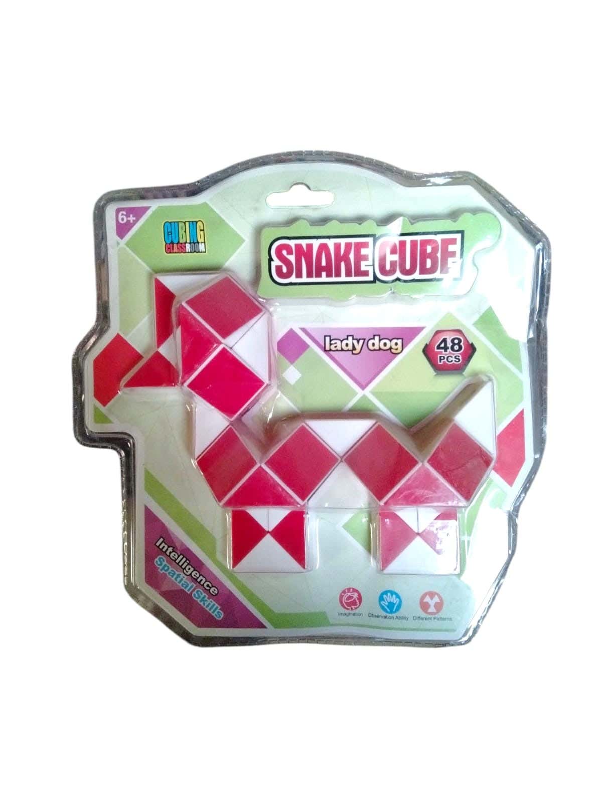 Alsafwa W26-28-2 Magic Cube Moving Worm Toy for Unisex Children, 48 Pieces - Pink White