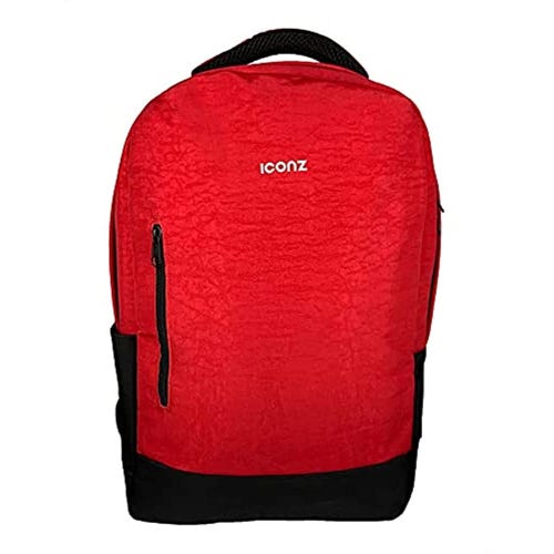 Iconz Backpack, With Built-In Usb Charging Port And Aux Jack, - Red Black