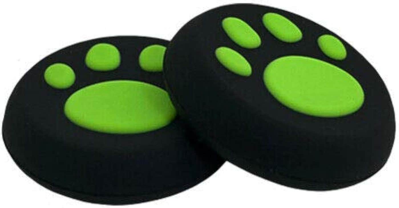 Wogame Silicone Controller Thumb Grips Caps for PlayStation, Xbox One, 2 Pieces - Green Black