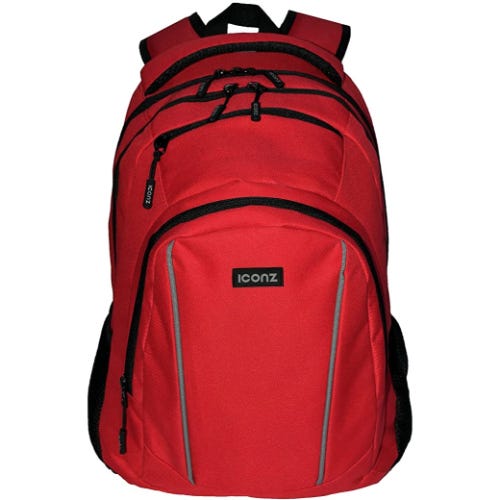 Iconz Camping Backpack, 6 Pockets, Sporty Design - Red