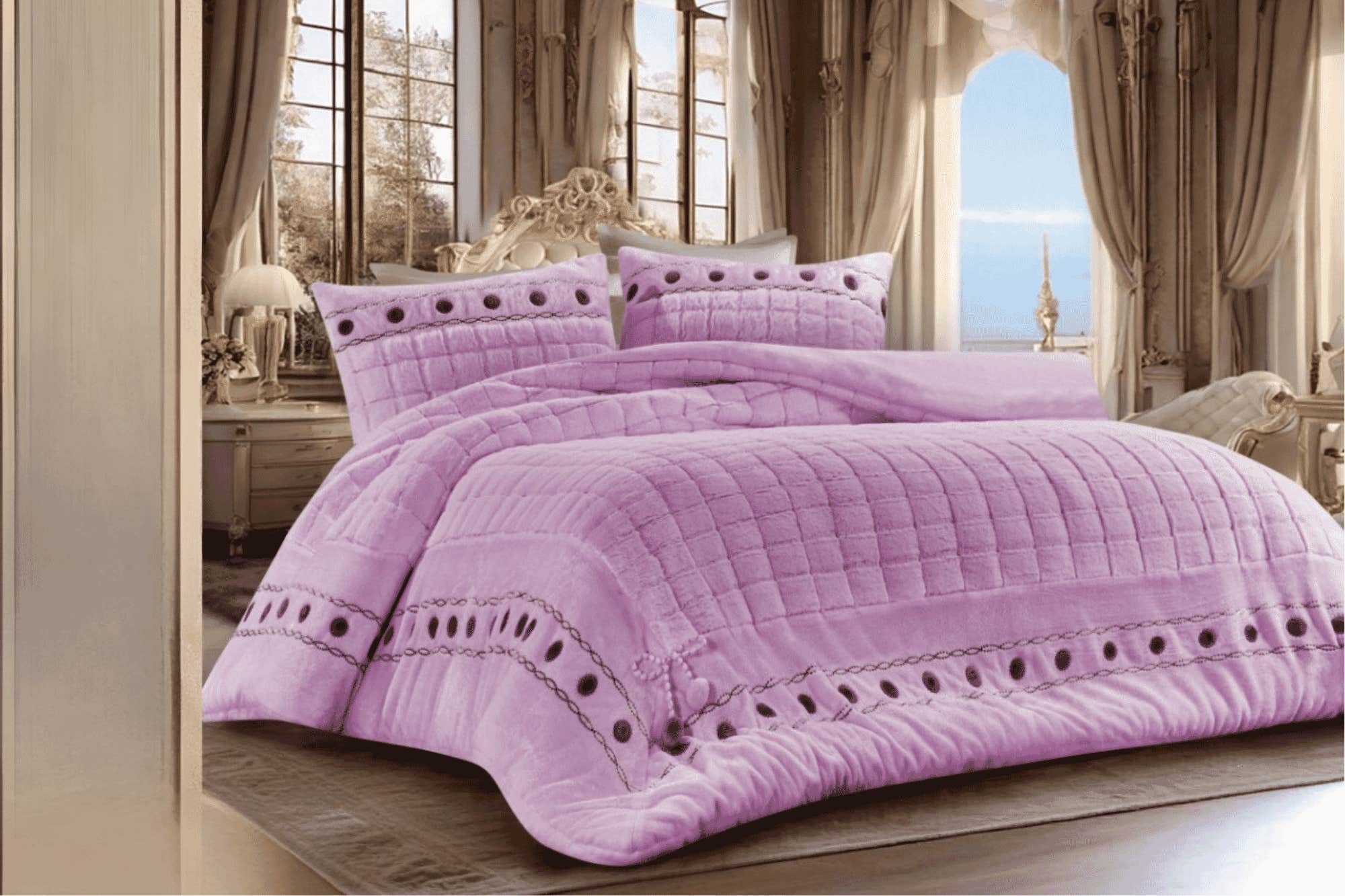 Rimas Large Quilt, 260x240cm, Jacquard Fur - Cashmere