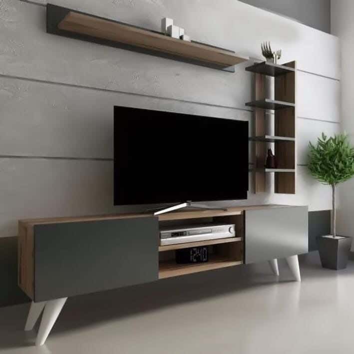 Modern Mdf Wood Tv Table, 180 X 48 X 30 Cm - Gray