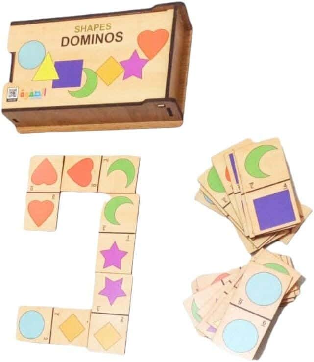 Alsafwa R19-1-E Dominoes Wooden Shapes - Multicolor