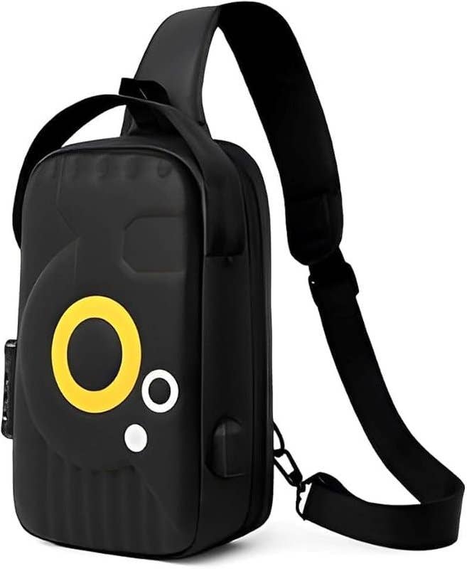 ESTAMINE Men Leather Crossbody Bag - Black