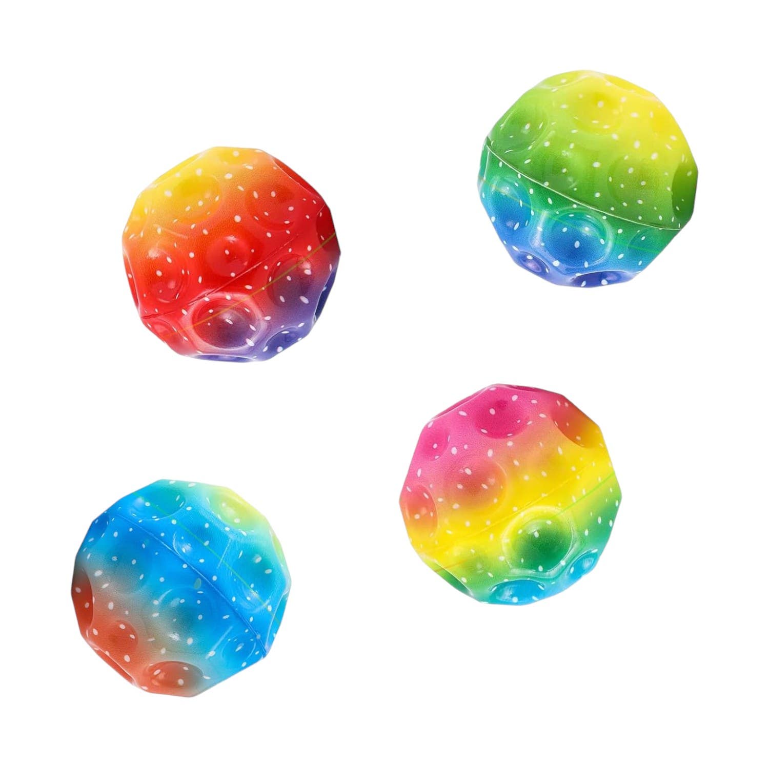 Waziwe Bouncy Design Rubber Astro Jump Ball, 4 Pieces - Multicolor