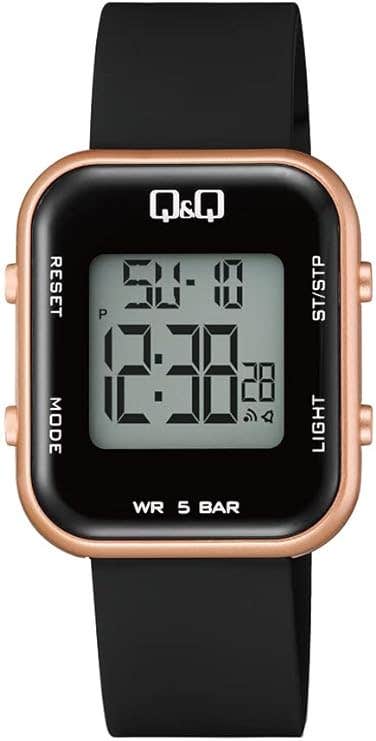 Q&Q M207J004Y Square Digital Sport Watch For women, M /26 - 39 mm - Black Rose