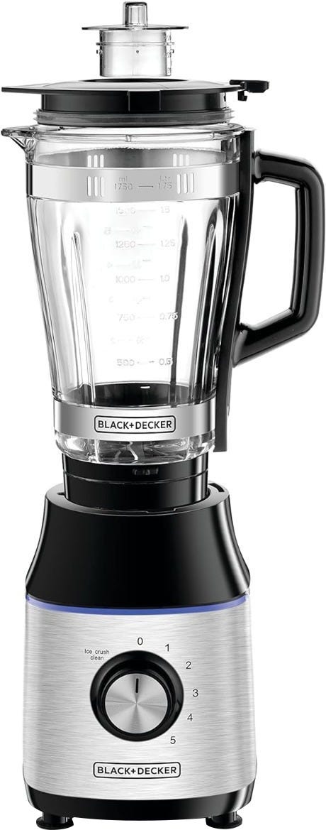 Black & Decker BX650G-B5 High Speed Premium Blender, Glass Jar, 700 Watt, 1.75 Liter - Black Silver