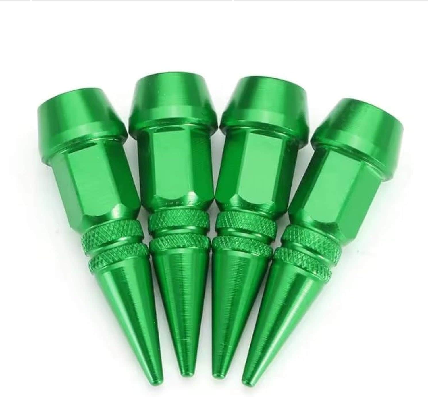 Aluminum Tire Valve Cap, 4 Pieces - Green
