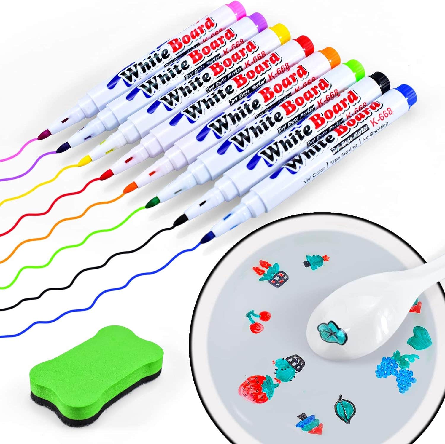Octopus Plush Floating Drawings Design Drawing Pen, 8 Pieces - Multicolor
