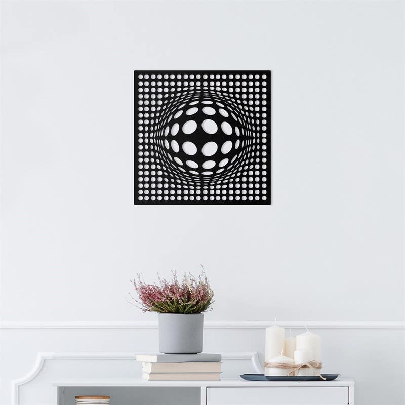 Decorative Wall Hanging, MDF Wood, 95×95 - Black