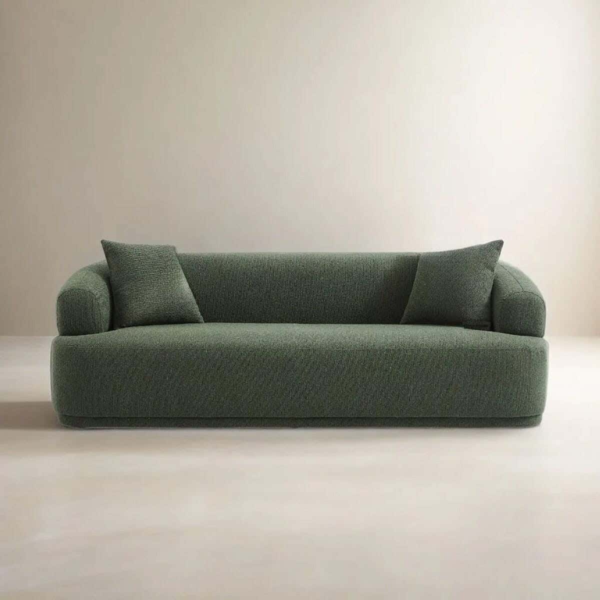 Modern sofa, beech wood, three seats, velvet, 235x96x78 cm - dark green