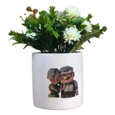 Pottery Artificial Plants Pot, 10×18 cm - White