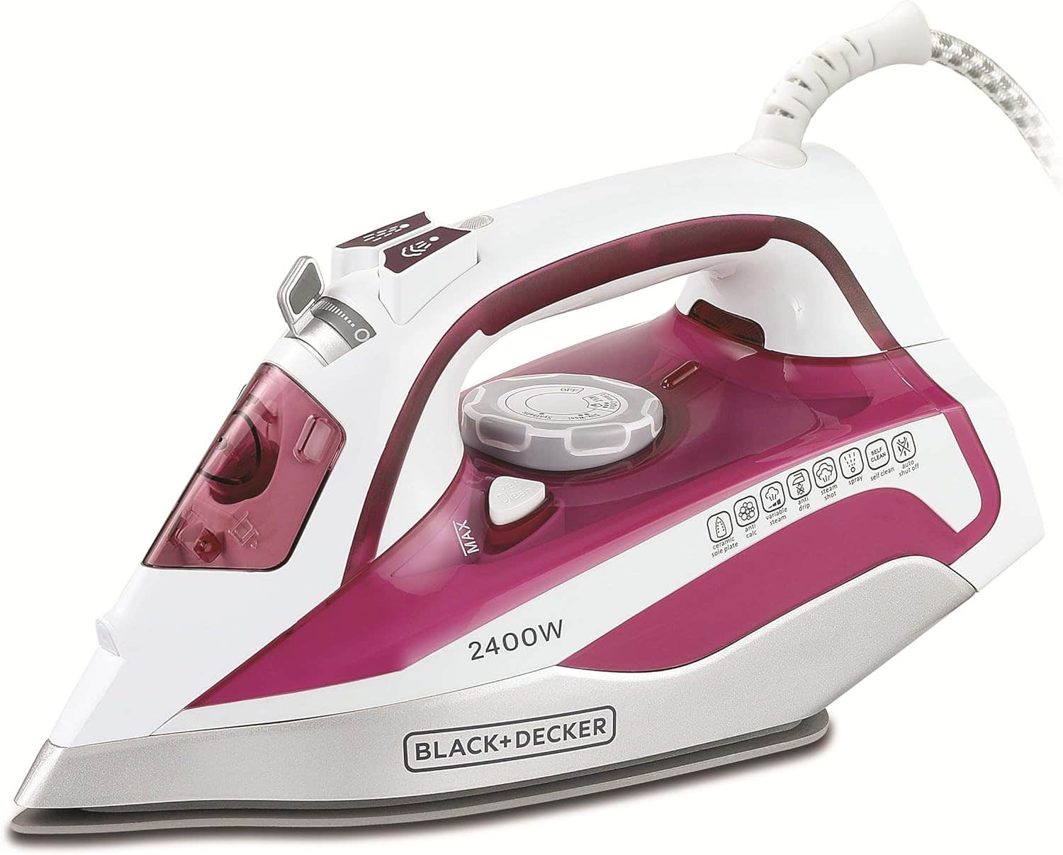 Black & Decker X2400-B5-2 Steam Iron, 2400W - Purple White