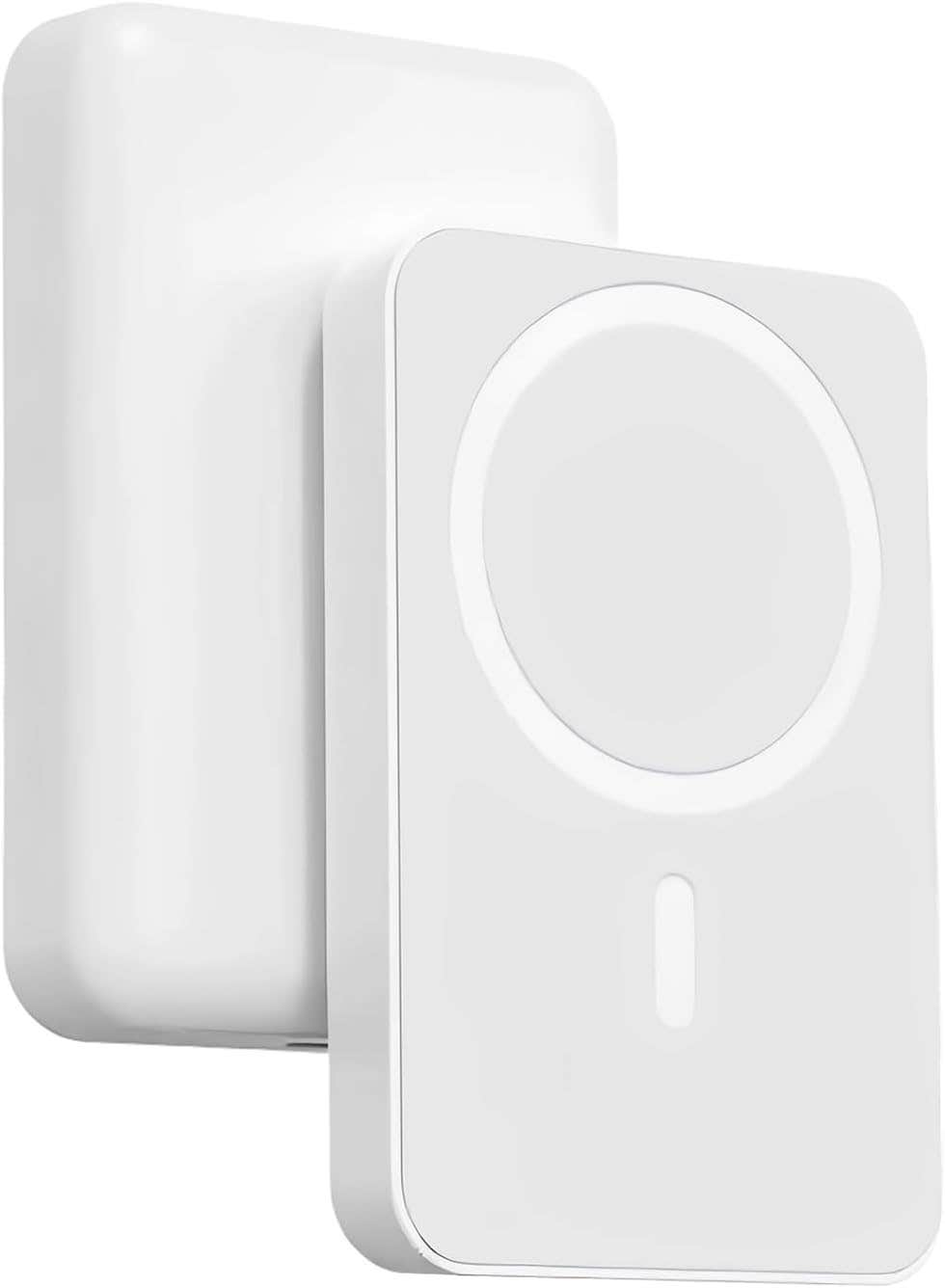 BlacoH Magnetic Fast Charging Wireless Power Bank for iPhone & Android, 5000 mAh - White