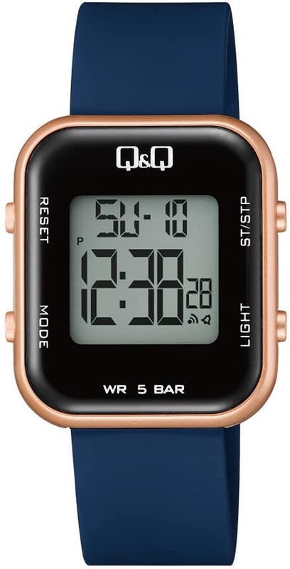 Q&Q M207J009Y Square Digital Sport Watch For women, M /26 - 39 mm - Dark Blue