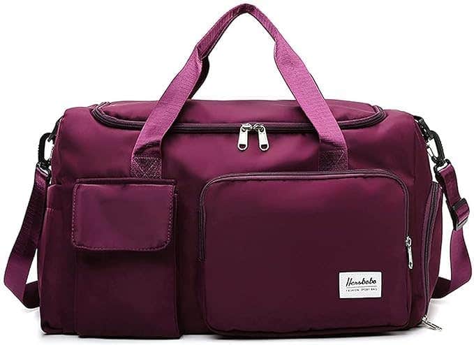 CHANCY Travel Duffel Bag with Shoe Compartment -Dark Purple