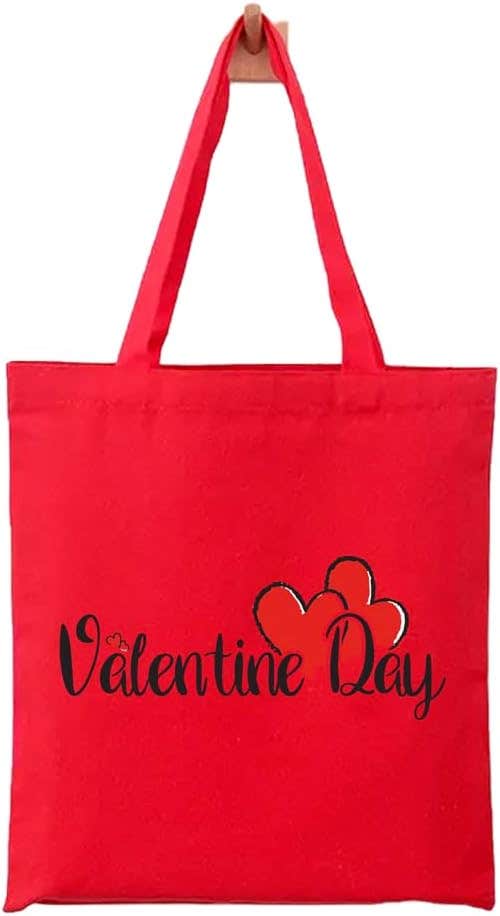 Valentine's Design Fabric Tote Bag - Red
