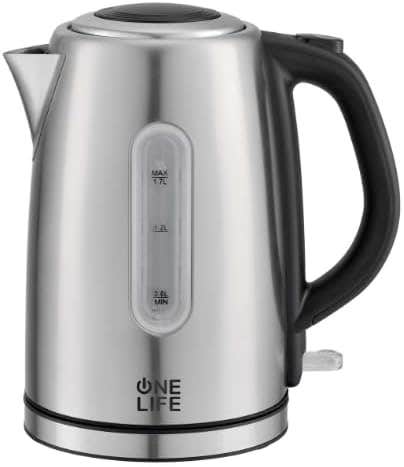 One Life EKC70S Kettle, Stainless Steel, 1.7L, Water Light Indicator, 2200W - Silver