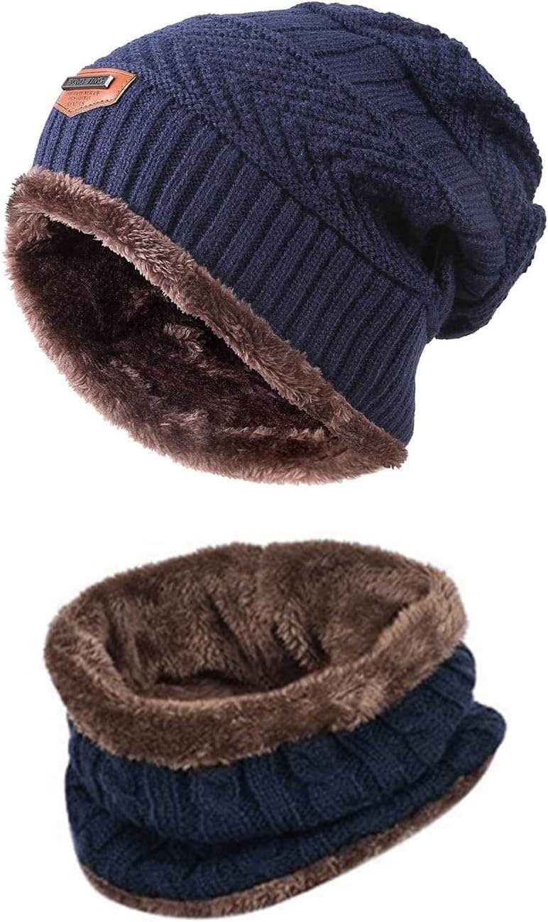 Cicitoywo Winter Beanie Hat And Scarf Set - Blue